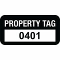 Lustre-Cal VOID Label PROPERTY TAG Black 1.50in x 0.75in  Serialized 0401-0500, 100PK 253774Vo1K0401